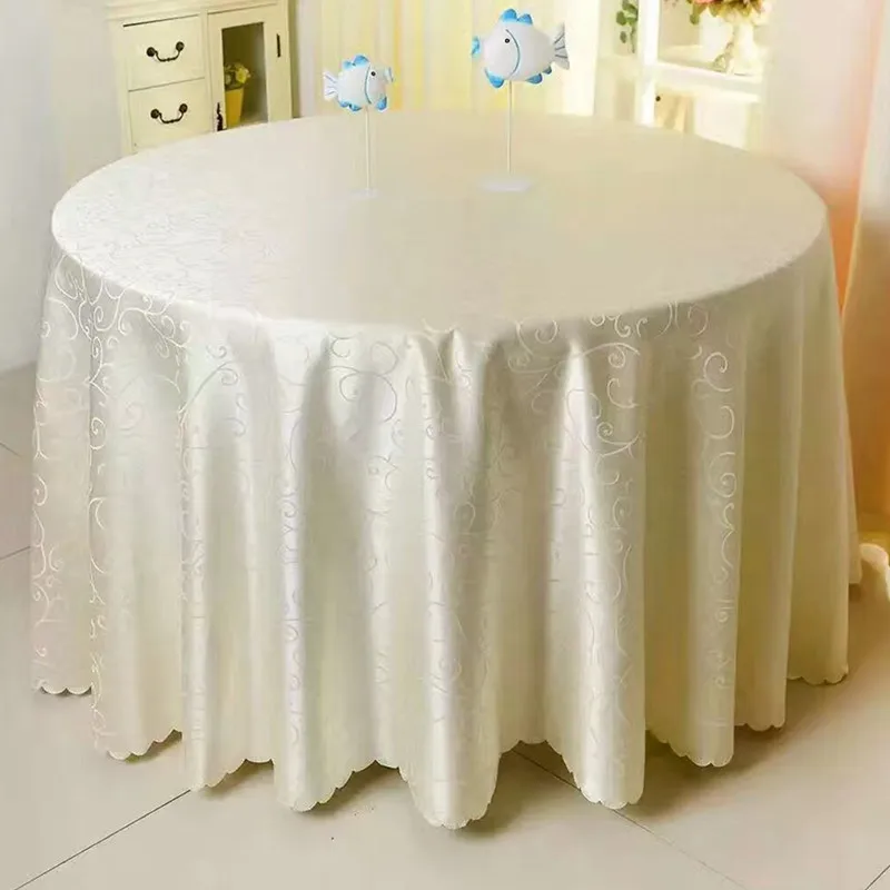WedFavor 10 шт. полиэстер круглый жаккард скатерти Дамаск обеденный стол покрывала свадебные скатерти Банкетный отель украшения - Цвет: Ivory