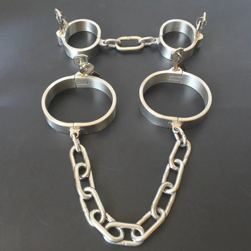 Stainless Steel Handcuffs Ankle Cuff Oval Type Bondage Lock Bdsm Fetish