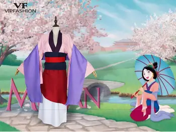 

VIP FASHION Princess Mulan Dresses Movie Costume Cosplay Mulan Mushu Dragon Costume Set Women Girls