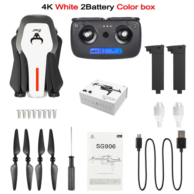 SG906 Дрон gps 4K HD камера 5G wifi FPV Бесщеточный мотор складной селфи дроны Профессиональный 800 м дальний дистанционный Радиоуправляемый квадрокоптер - Цвет: white 4k 2B Box