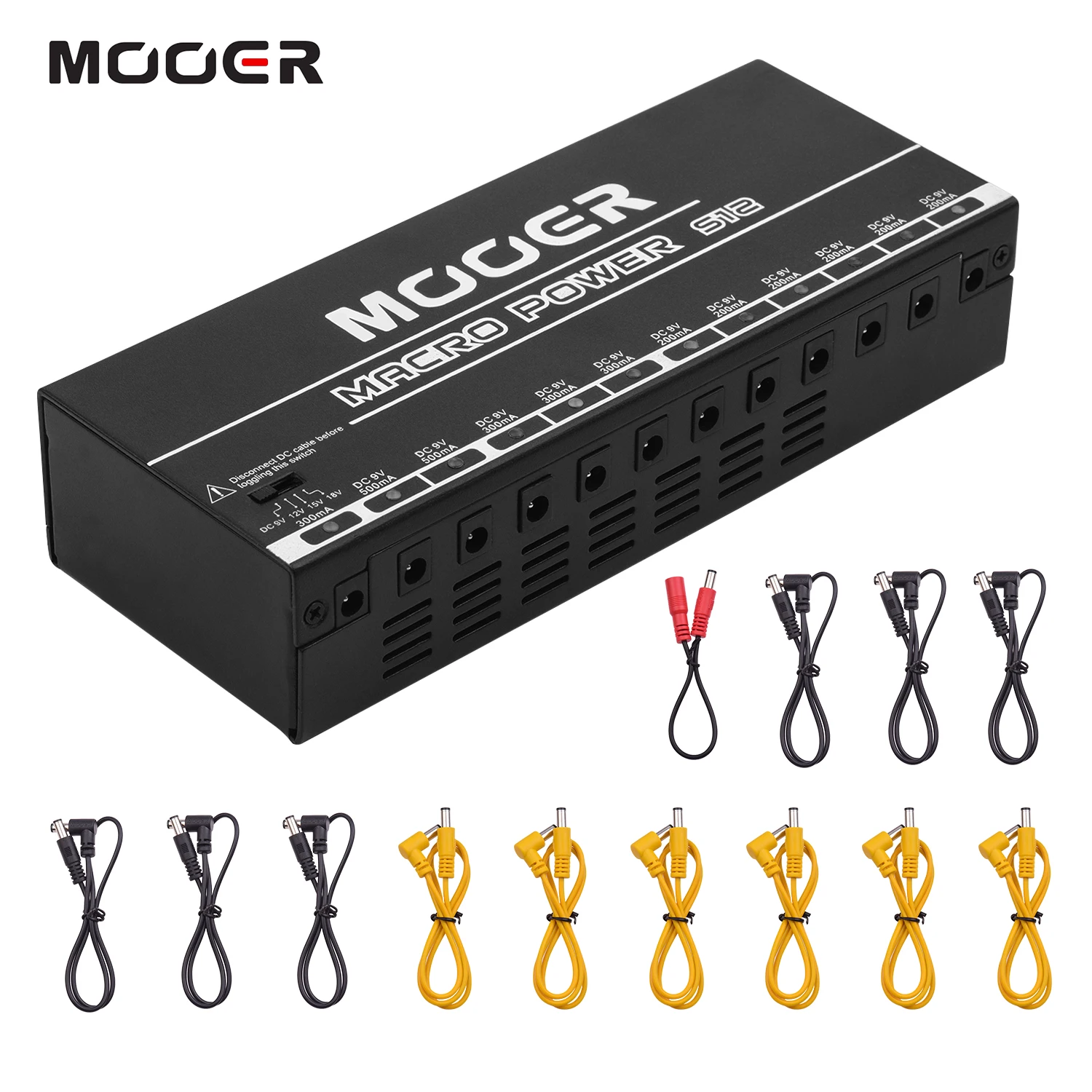 

MOOER MACRO POWER S12 Professional Guitar Effect Power Supply Station Distributor 12 Isolated DC Outputs 9V/12V/15V metal shell