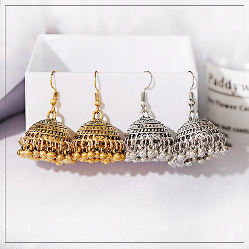 Этнические Jhumka Jhumki резная клетка Висячие серьги для женщин в стиле бохо