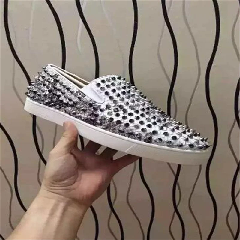

(With Box,Dust Bag) multi Spiked Toe Casual Flats Red Bottom Luxury Low cut Shoes For Men and Women Party