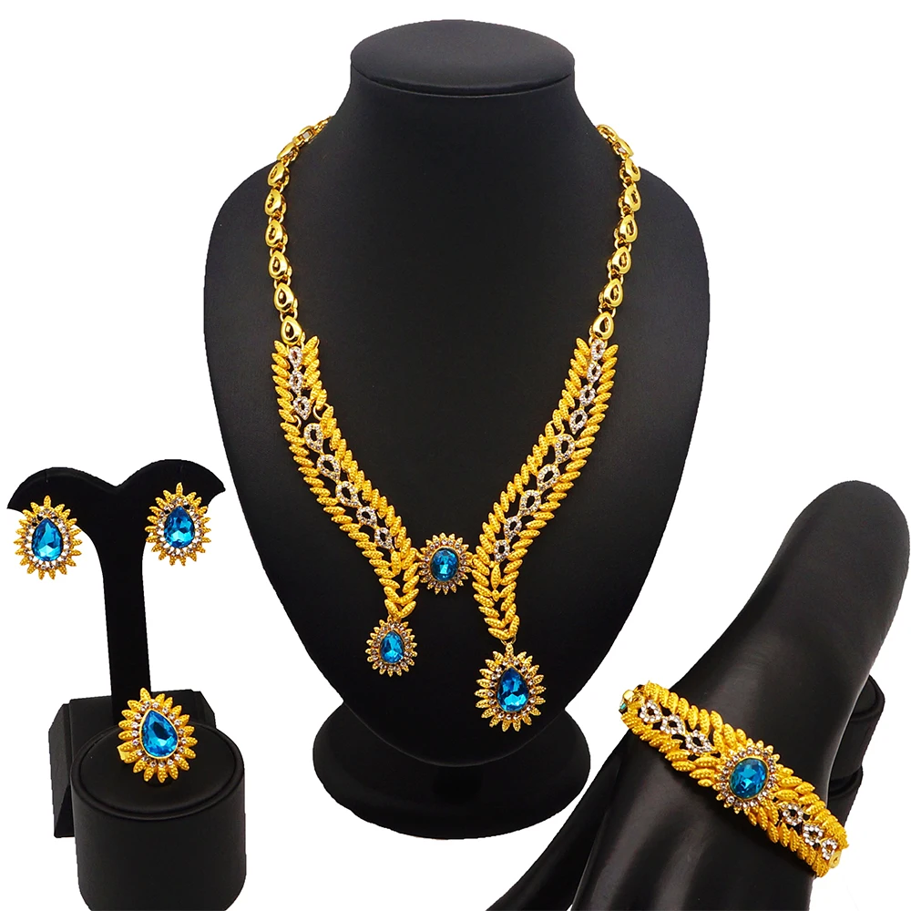 Женское ожерелье наборы дизайн ювелирные изделия из золота из Дубаи комплекты с браслетом Серьги африканские комплекты больших украшений