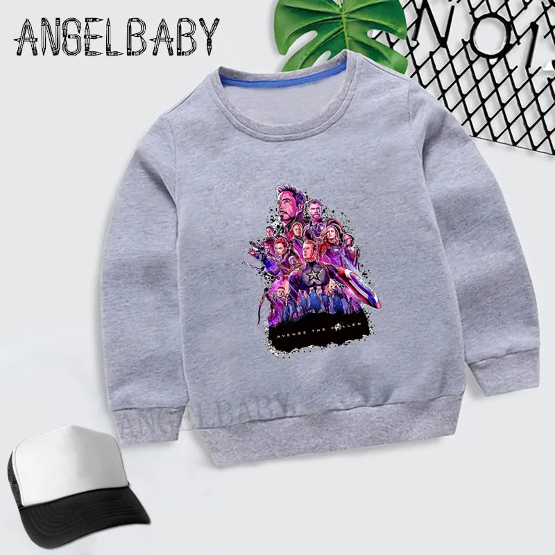 Autumn Children Hoodies Baby Boys Girls Sweatshirts Avengers 4 Endgame Marvel Long Sleeves Sweater Kids Sportswear,KYT5277 - Цвет: 5277A-Gray