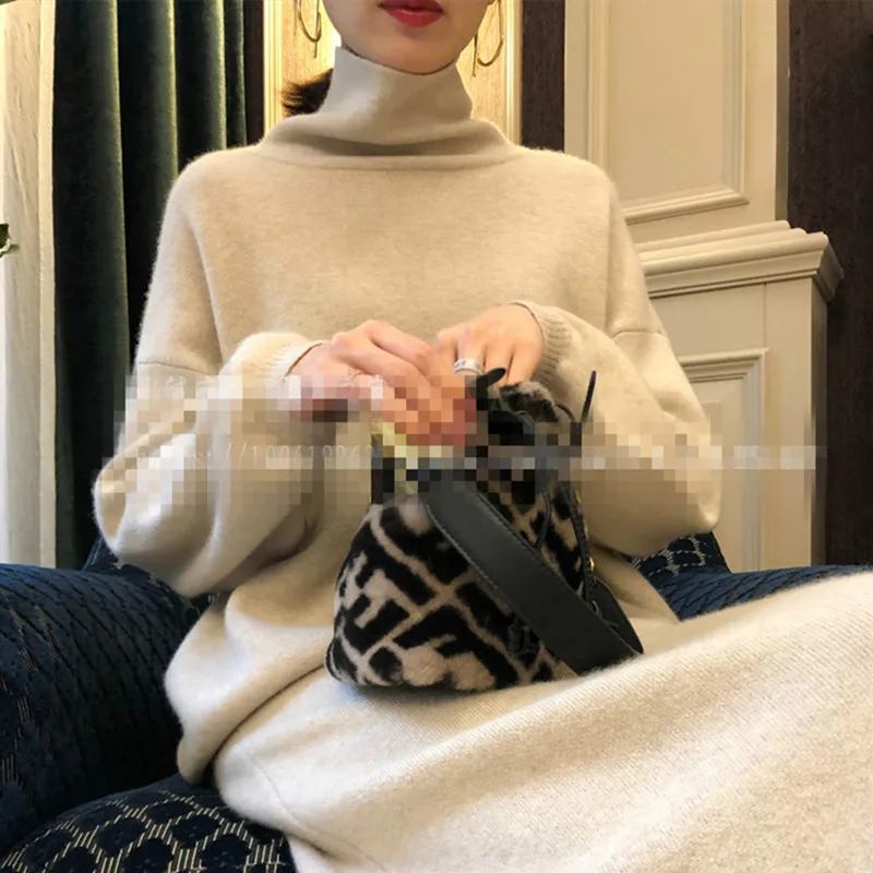ZEHANGSEAWomen зимняя шерстяная юбка эластичная талия утолщенная бежевая юбка шерстяная вязаная контрастная юбка корейский ретро шерстяной комплект