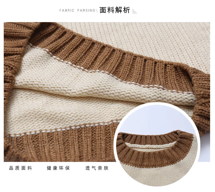 Осенний стильный свитер в Корейском стиле для девочек осенняя одежда детская заплатка, свитер смешанных цветов модный свитер