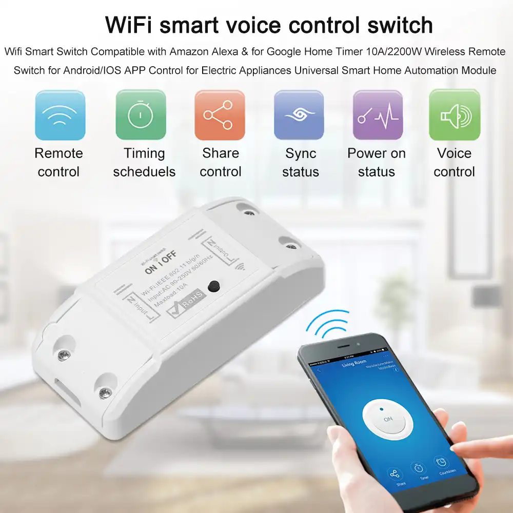 diy wifi smart light switch universal breaker timer wireless remote control works with alexa google home smart home module