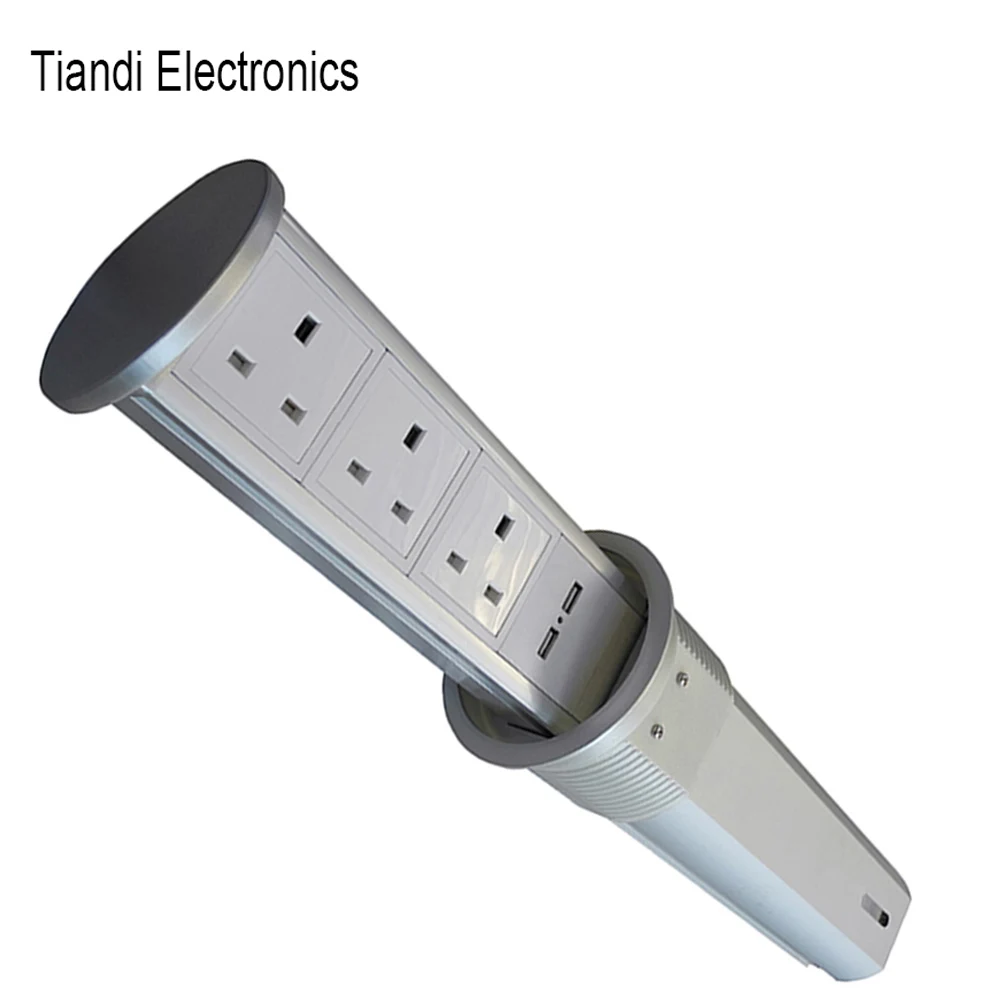 Пневматическая Выдвижная настольная розетка с USB-зарядкой и кабелем питания |