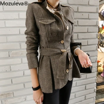 

Mozuleva Korean Fashion Autumn Winter Women Woollen Overcoat Elegant Single Breasted Thick Tweed Slim Back Zippers Jacket Coat