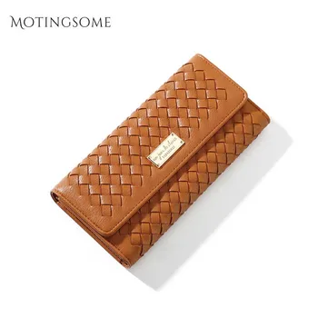 

Fashion Knitting Style Women Wallets and Purses PU Leather Slim Useful Coin Purses Card Holder Phone Clutch Luxury Design 2020