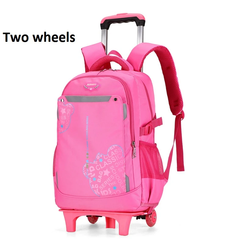 Водонепроницаемый школьные ранцы для мальчиков рюкзак с колесами Mochila Escolar Trolley Plecak Szkolny для девочек Zaino Scuola Детская сумка - Цвет: 2 Wheels mei red