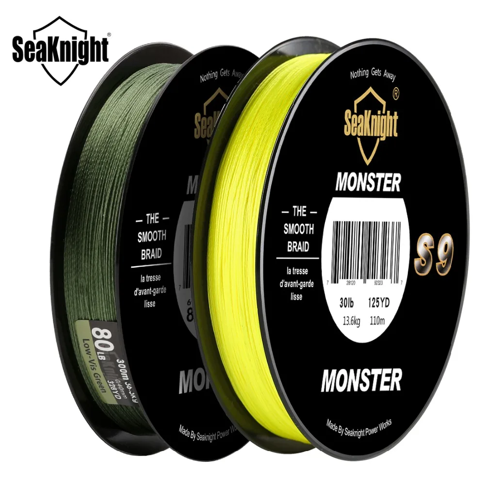 Рыболовная леска SeaKnight Monster S9 300 м PE 20 30 40 80 100 фунтов 9 нитей обратная спиральная