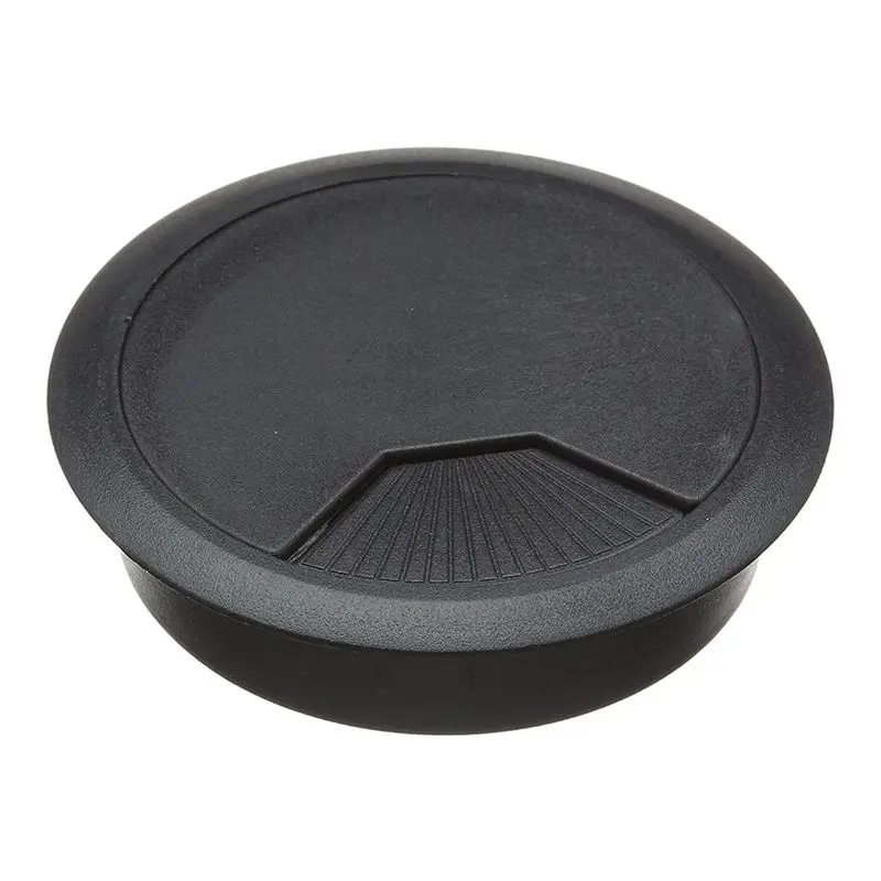

New-3 Pcs Black Plastic Desktop Computer 80mm Grommet Cable Hole Cover