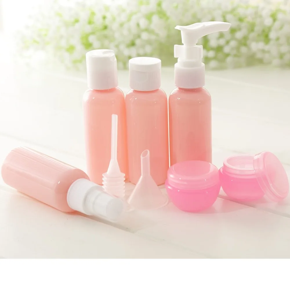 9pcs Refillable Bottles Kit Plastic Jar Travel Size Liquid Foundation Lotion Bottle Set  (4)