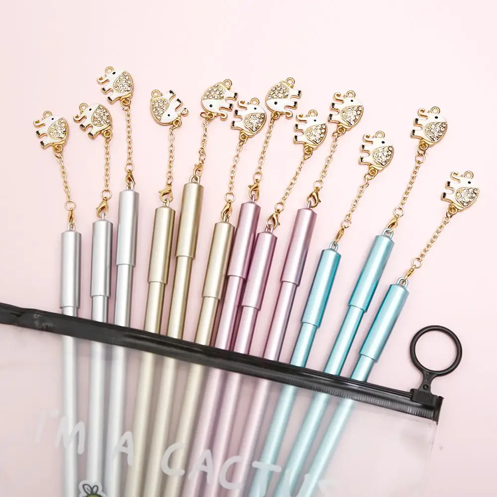 12 шт. чернильная ручка с металлической подвеской в виде слона милые Мультяшные