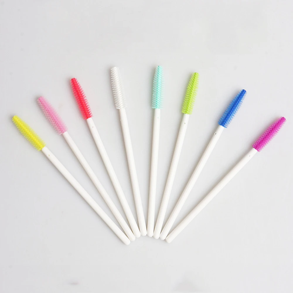 50 шт. белая палочка для макияжа щеточки одноразовые пластиковые ручки для бровей аппликатор кисти для бровей силиконовые наборы для наращивания ресниц