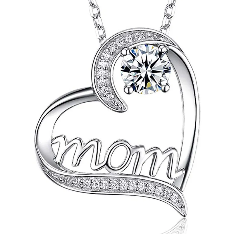 HUITAN, модное ожерелье с подвеской в форме сердца с надписью «мама», инкрустированное кристаллом, подарок на день матери, высокое качество, ювелирные изделия, опт, много оптом - Окраска металла: XL045
