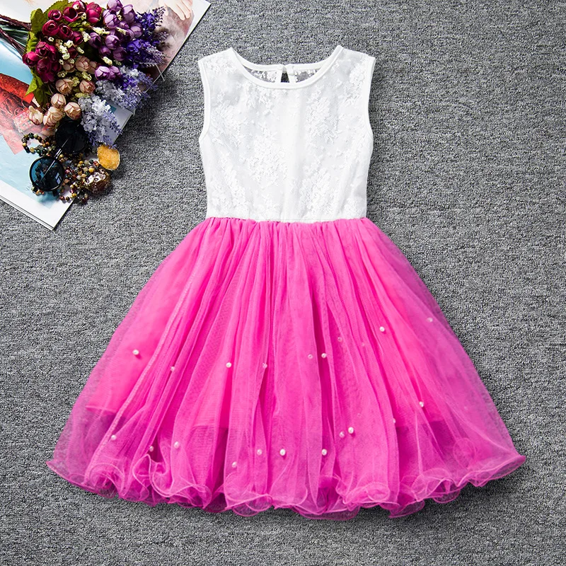Europe And America Hot Selling Children Shirt Mixed Colors Girls Dress Lace Princess Dress Sleeveless Tutu Summer Childrenswear