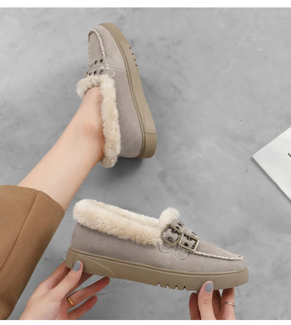 Malemonkey/Size35-40; зимняя теплая и утолщенная модная женская обувь на плоской подошве; слипоны