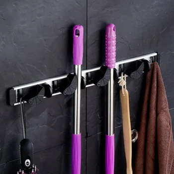 

Bathroom optional punch-free broom rack space aluminum multi-function rack hook magic mop rack storage rack LB921111