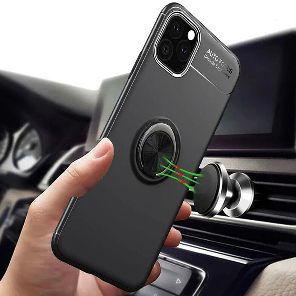 Ультра тонкий чехол из ТПУ с магнитным кольцом для автомобиля iPhone 11/11Pro Max SD998