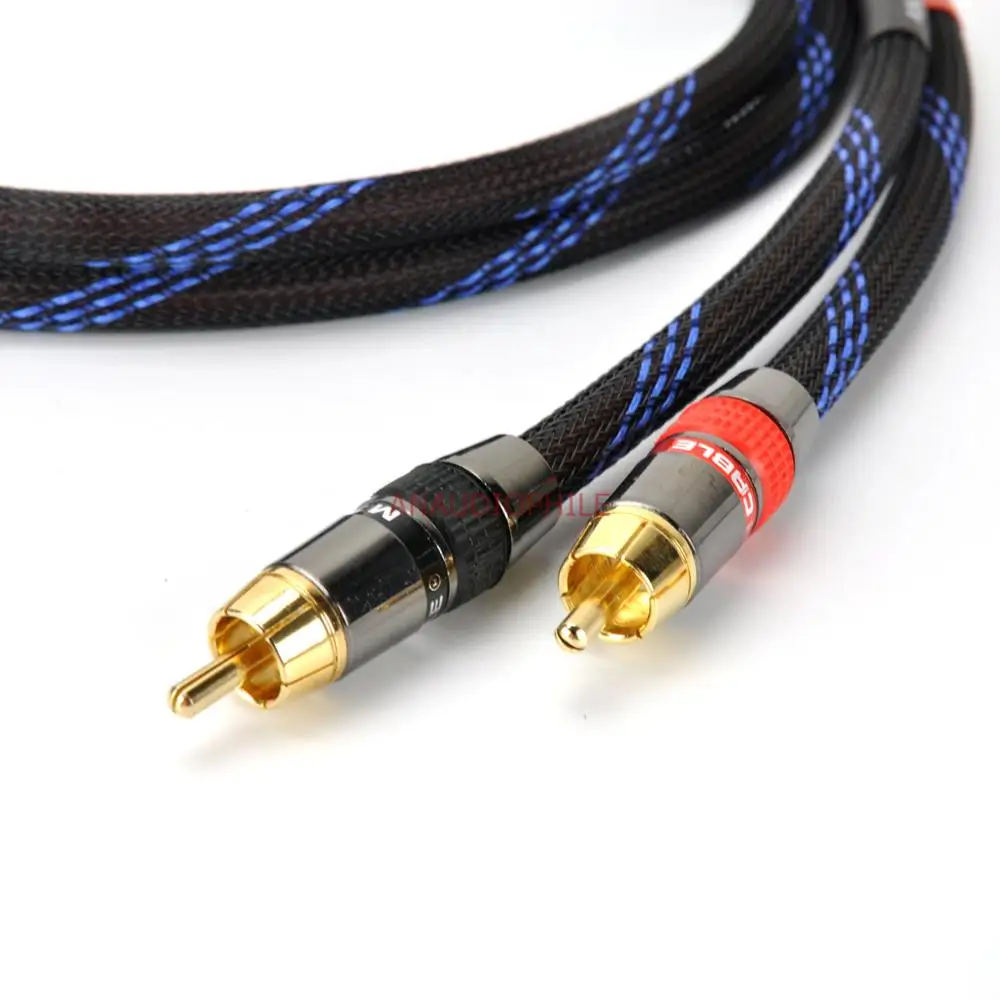 HiFi RCA Interconnect Audio Cable Quality 2 RCA Male To 2 RCA Male OFC Interconnect Cable Preamp Power Amplifier