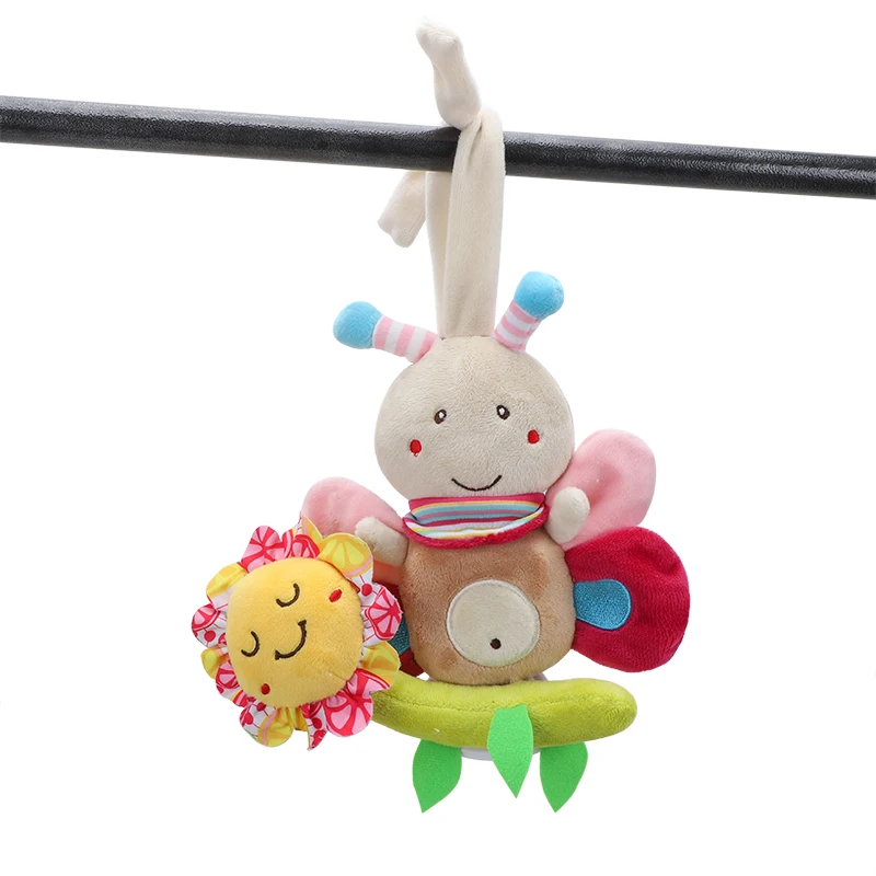 Baby Toy Plush Animal Toy Comfort Stroller Rattle Mobile Infant Stroller Toys Baby Hanging Bed Bell Crib Rattles Toys Gifts