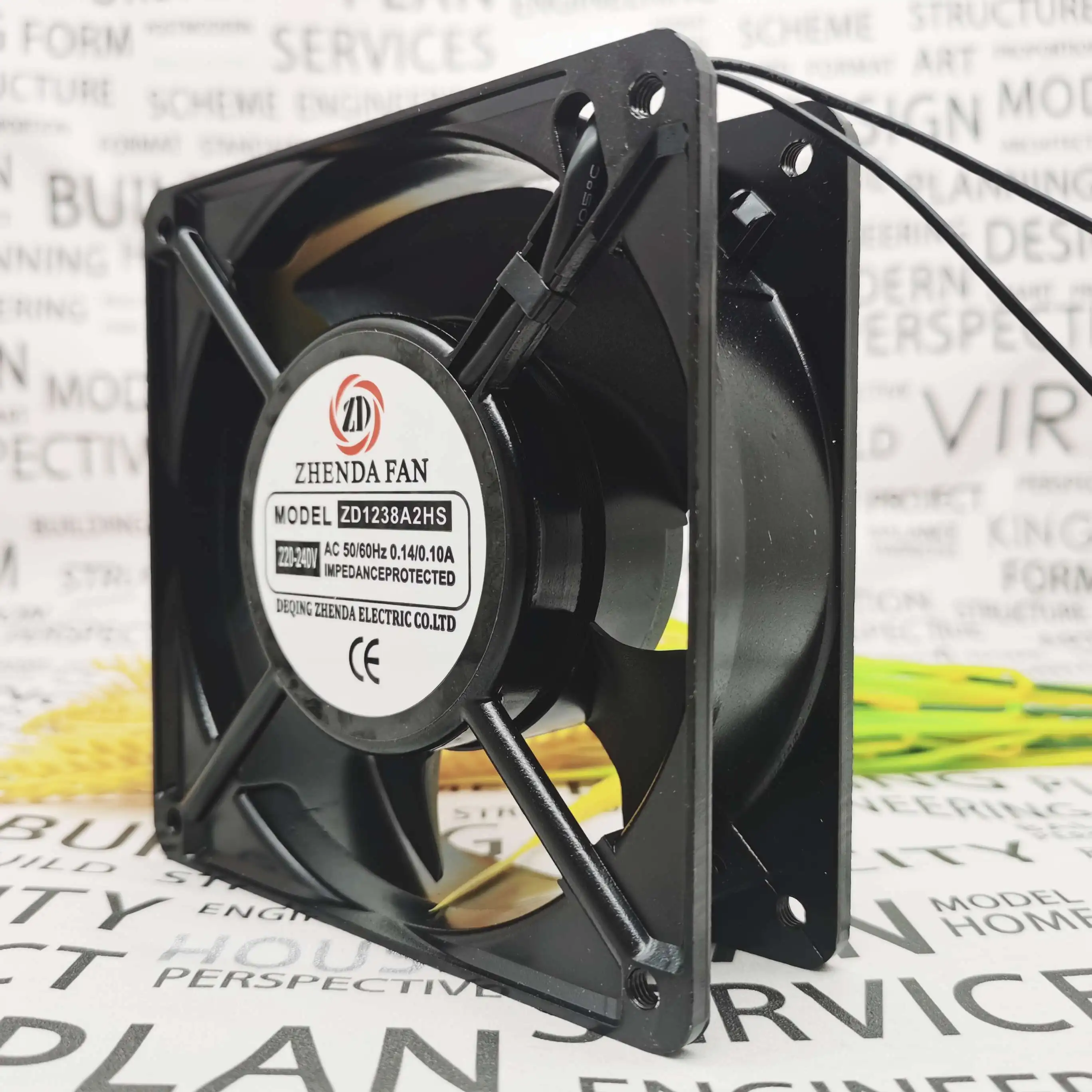 Zhendafan Zd1238a2hs ac 220v 0.14a 2-fio 120x120x38 mm Servidor Ventilador de Refrigeração - Imagem 2