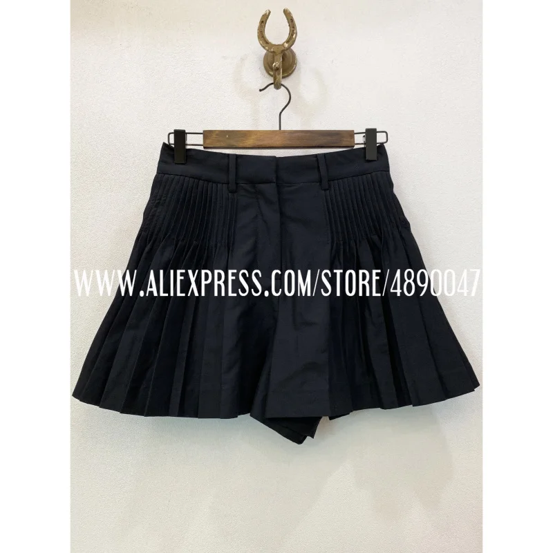 

New Black Women's 100%cotton Shorts Retro Shorts 2020 high quality Summer Fashion New Casual Shorts High waist Wide-leg shorts