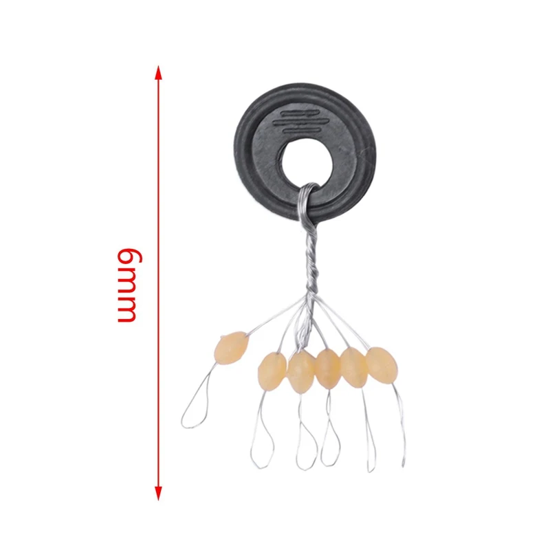 600 Pcs/100 Groups Fishing Bobber Stopper 6 In 1 Yellow Rubber Oval Float Space Bead Connector Fishing Gear For 2.5-5.0# Line