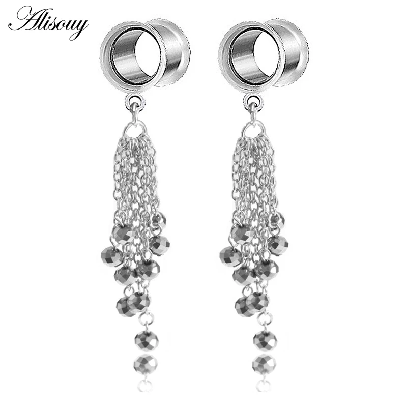 EM0857D Chain Ball Alisouy 2 шт 6-25 мм перо из нержавеющей стали висячие серьги-тоннели Висячие кисточки пирсинг de orelha туннель Alargador de orelha - Окраска металла: EM0857D Chain Ball