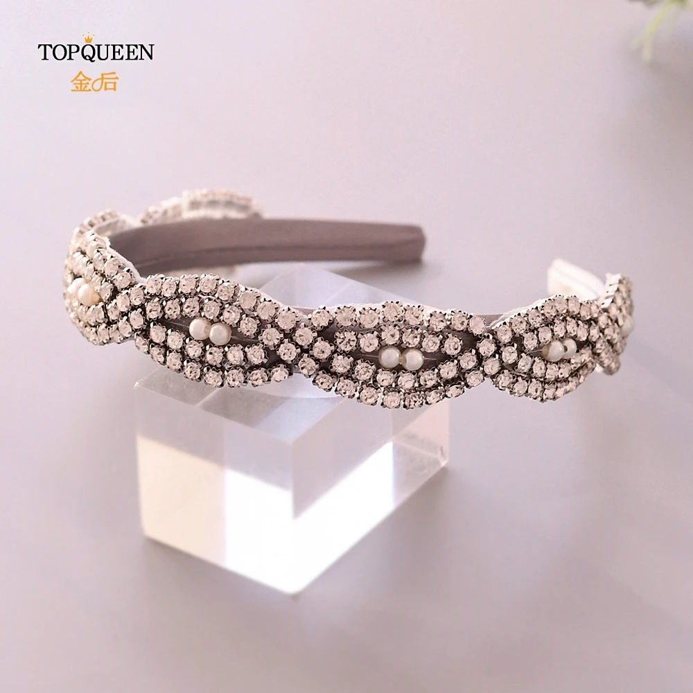 TOPQUEEN S293-FG Свадебные Стразы в стиле барокко повязка на голову свадебная тиара головные уборы серебряные стразы повязка на голову Свадебные украшения для волос