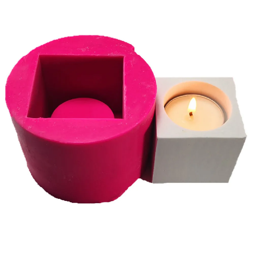 Handmade Square Silicone Candle Mold Diy Candlestick Mould Cement Concrete Candle Holder Molds