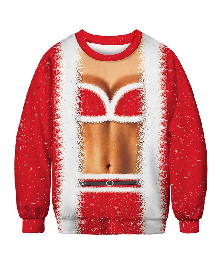 Унисекс Уродливый Рождественский свитер 3D Забавный дизайн пуловер Свитера Джемперы топы для рождества мужские и женские вечерние толстовки с капюшоном - Цвет: Size M