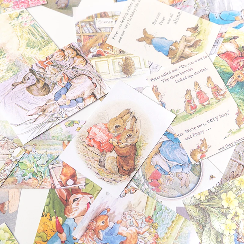 100PCS Vintage Bunny's Daily Material Book DIY Scrapbook Base Collage TAG Photo Props Decoration