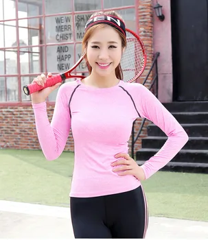 

A552 Womens Long Sleeve Running Yoga Shirts Ladies Compression Top Under Base Layer Jerseys Sportswear Sports Shirts