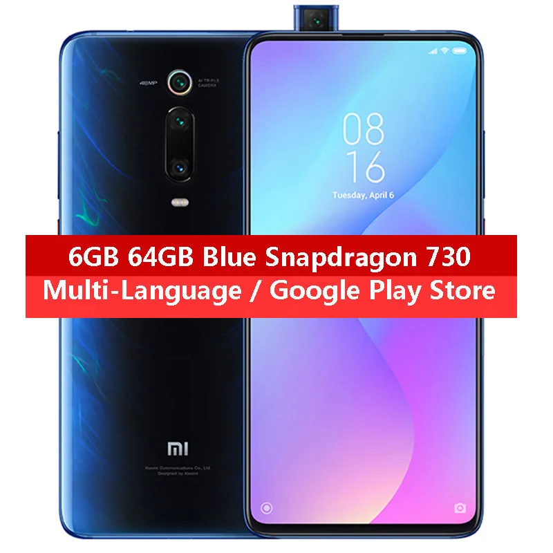 Новая глобальная версия Xiaomi mi 9T 6 ГБ 64 Гб мобильный телефон Snapdragon 730 AI 48MP сзади Камера 4000 мА/ч, 6,3" AMOLED Дисплей mi UI 10 - Цвет: Blue 6GB 64GB