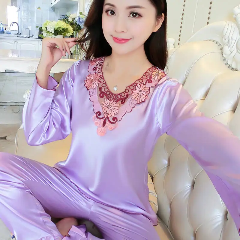 

Pyjama Women Pjs 2020 Spring Women Satin Silk Pajamas Sets Summer Lace Sexy Sleepwear Pijama Home Wear Sleep Lounge Nightwear