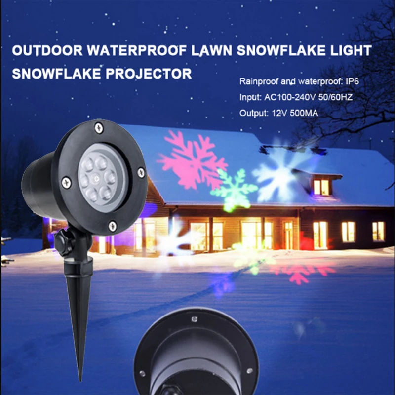 

Lawn Lamp Moving LED Xmas Lamps Snowflake Landscape Lamp Plastic Portable Christmas Birthday Party Decor Outdoor Waterproof