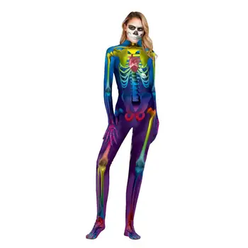 

Halloween Costumes For Women Horror Zombie Costume Female Sexy colours Skeleton Costume Halloween Clothes Jumpsuit