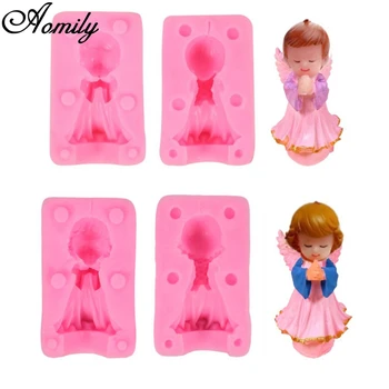 

Aomily 3D Angel Shaped Cake Silicone Mold Embossed Fondant Molds Chocolate Candy Biscuits Moulds Wedding Decoration Baking Tool
