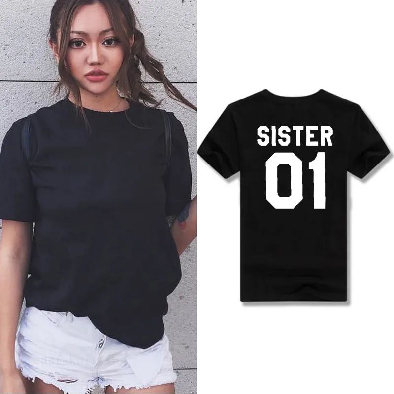 Женская модная летняя футболка Kawaii Best Friends SISTER 01 SISTER 02 SISTER 03, короткая Корейская одежда, эстетическая футболка