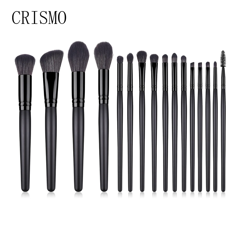 

CRISMO 16PCS Black Full Professional Makeup Brushes Set Powder Foundation Eyeshadow Cosmetic Make Up Brush Beauty Tool Kit