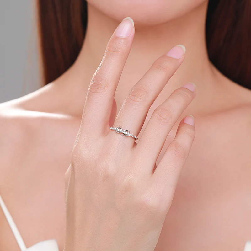 925 Sterling Silver Infinity Love Infinite CZ Rings Women Wedding Engagement Fine Female Jewelry