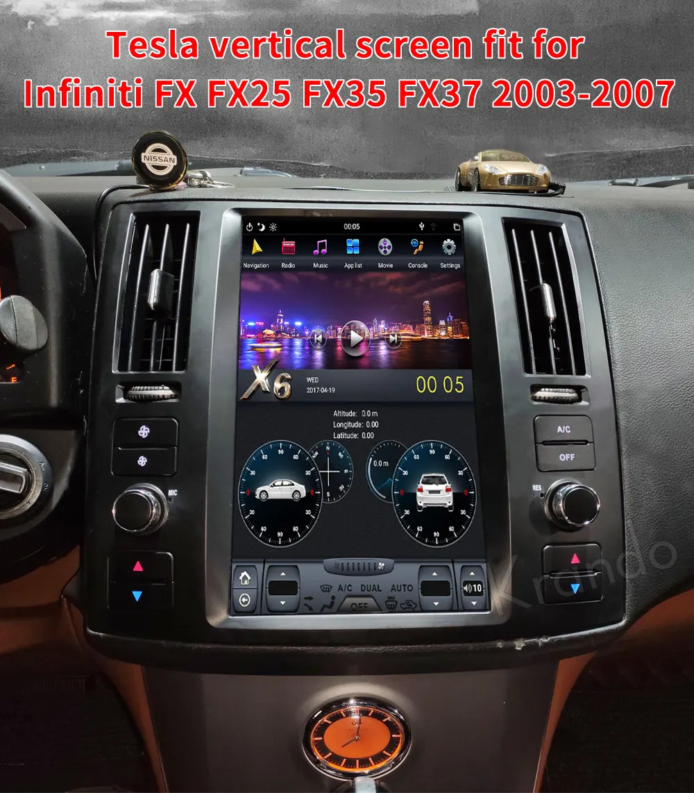 Krando Android 7,1 12," Tesla вертикальный автомобильный радиоплеер для Infiniti FX FX25 FX35 FX37 2003-2007 навигационная мультимедийная система
