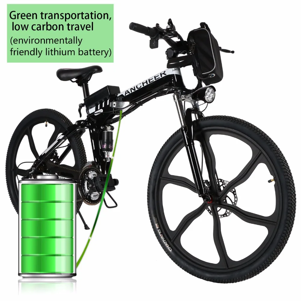 

ANCHEER 27Speed Folding Electric Disc brake Mountain Bike with Lithium-Ion Battery Anti-shock MTB Disc Brakes Electric Bicycle