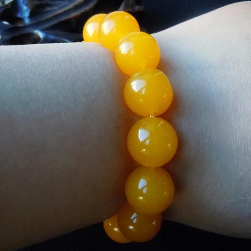 õ  Bangle Jade Jewelry Round Beads Strand Elastic bracelets for women men Huang Longyu jade bracelet