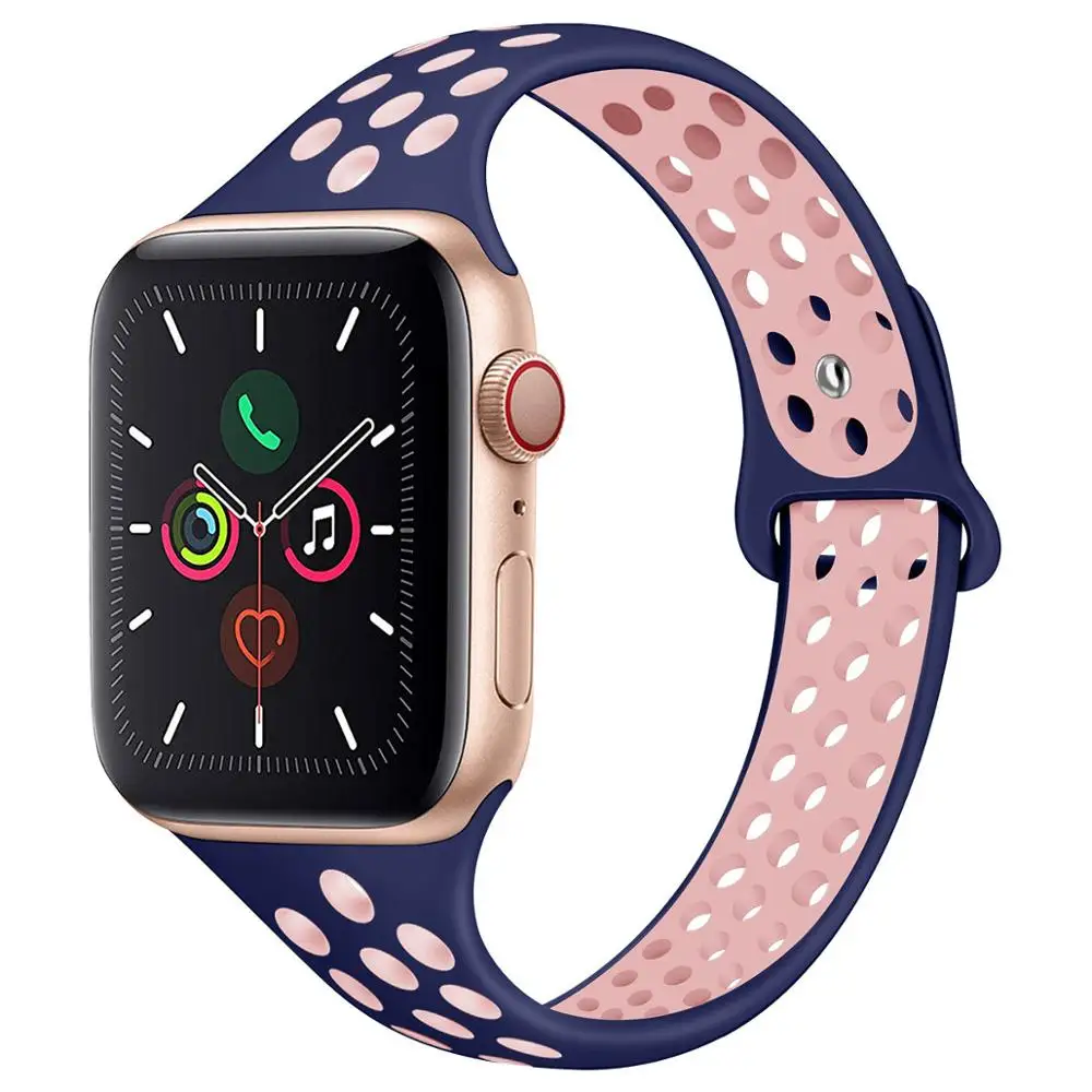 Силиконовые ремешки для Apple Watch 38 мм 42 мм полосы 44 мм 40 мм ремешок для iWatch серии 5 4 3 2 1 браслет Ремешки для наручных часов