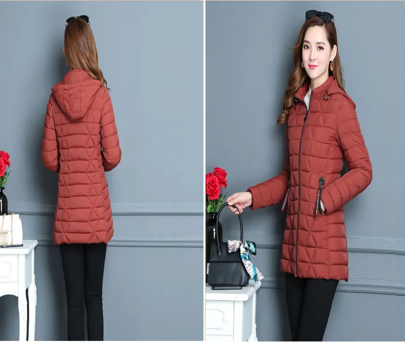 New Style Thin Cotton-padded Clothes Women's Mid-length Fashion Slim Fit Slimming WOMEN'S Quilted Cotton Coat Large Size Mi